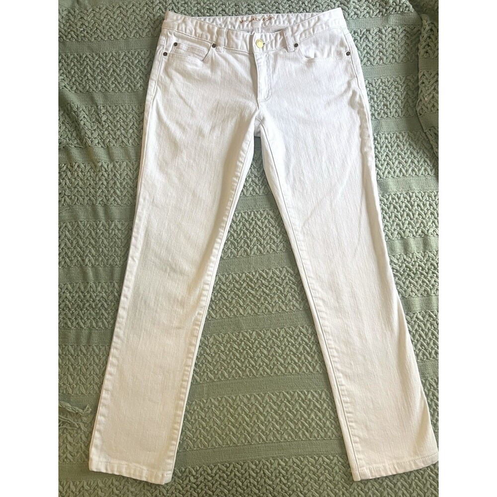 Michael Kors Woman’s Lowrise Straight Jeans Sz 6 White Summer Pants Minimalist
